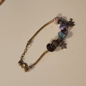 Gold beaded charm bracelet